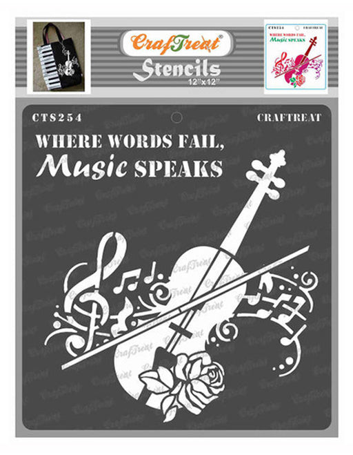 CrafTreat CTS254 Music Stencil Quote Stencil