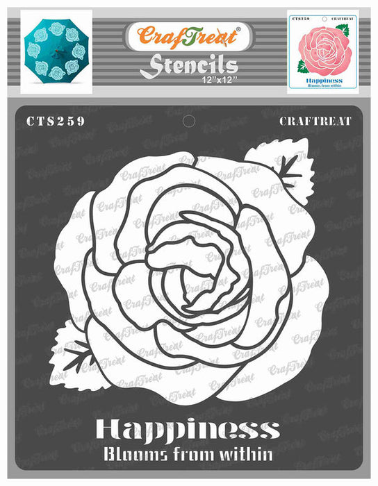 CrafTreat Happiness Blooms from Within Stencil 12 InchesCTS259