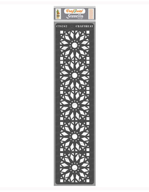 CrafTreat 3x12 inches Mandala border stencil for crafts, wall border stencil for paintings