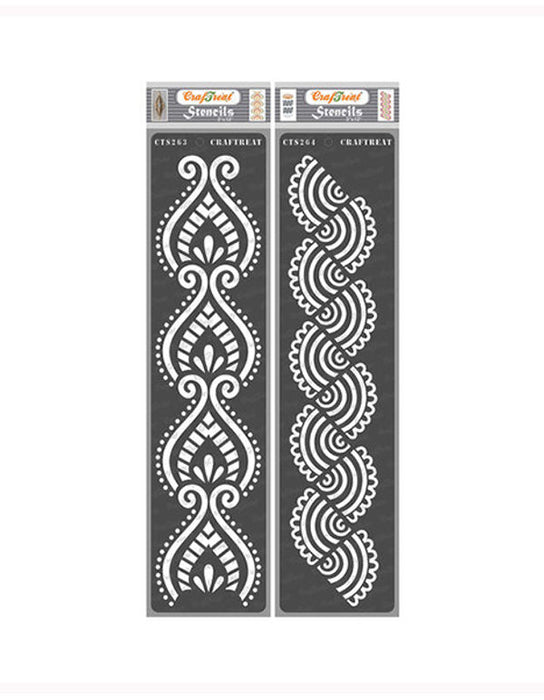 CrafTreat 3x12 inches Border wall painting stencils for crafts