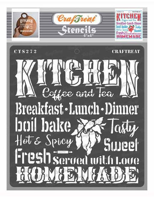 CrafTreat Kitchen Stencil Quotes 6x6 Inches for decoration