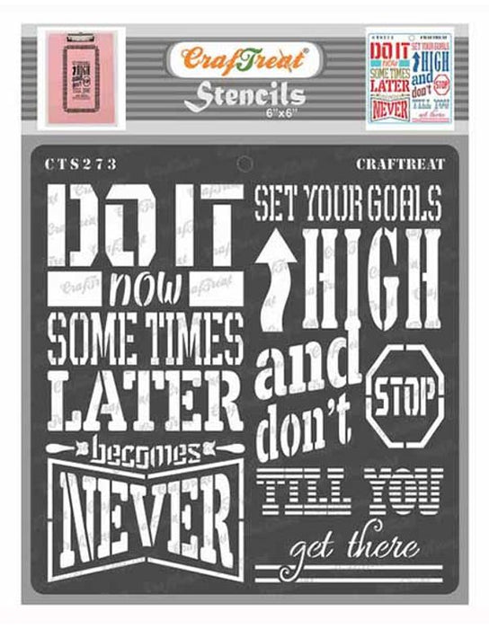 CrafTreat 6x6 Inches Goal Stencil Quotes for Craft Work