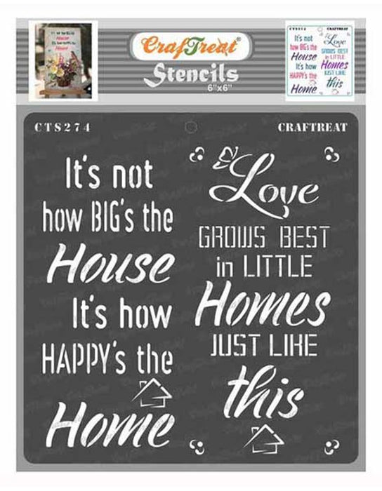 CrafTreat Happy Home Stencil Quotes for Painting