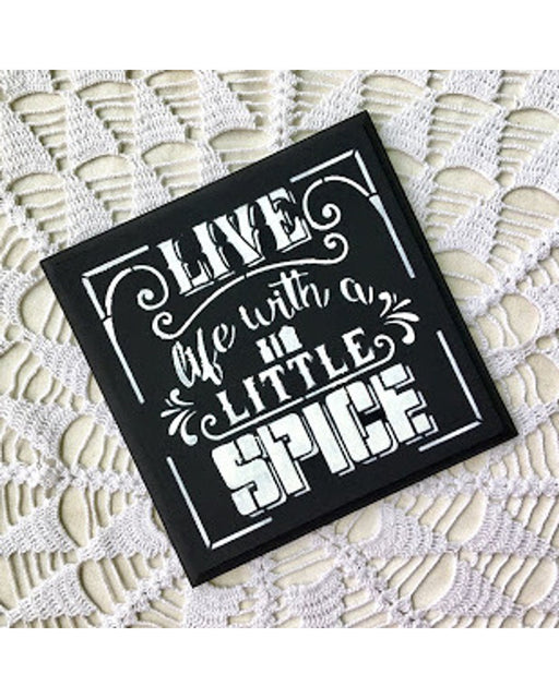 spicy life quote stencil inspiration for card making