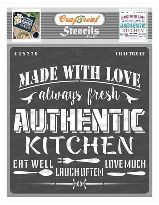 CrafTreat Kitchen Stencil Quotes 6x6 Inches for Painting
