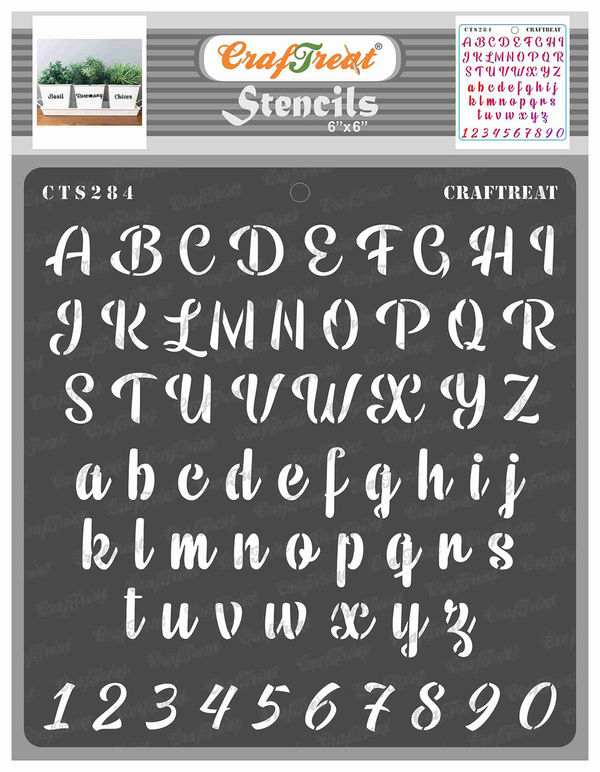 CrafTreat Alphabet and Number Stencil Art. Calligraphy Font