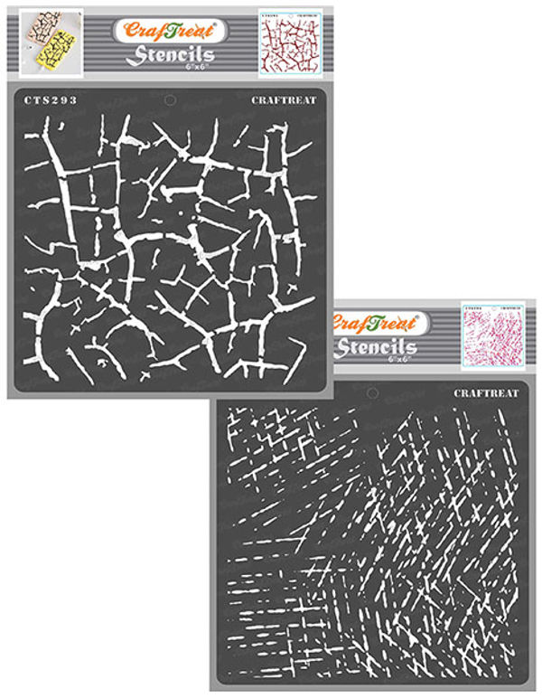 CrafTreat Wood Grain & Crackle Stencil Template 6X6