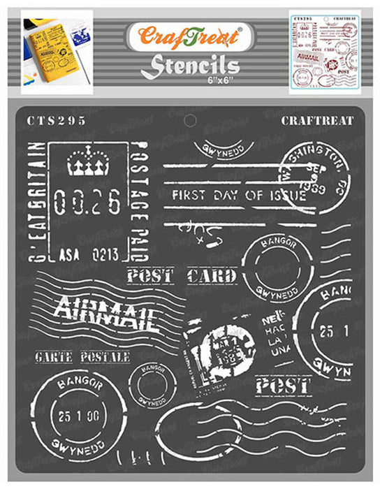 CrafTreat Postal Stencil Pattern Stencil 