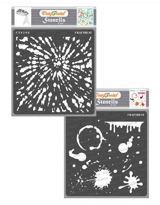 CrafTreat Tie and Dye and Stains and Splatters Stencil CTS298nCTS302
