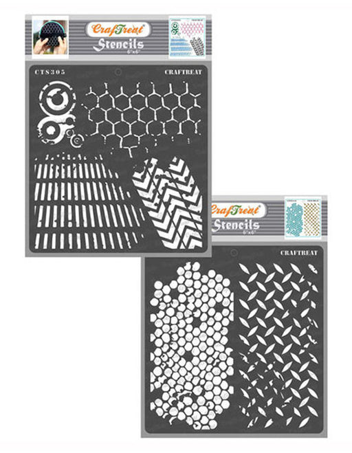 CrafTreat Distressed Patterns and Diamond Hive Stencil CTS305nCTS310