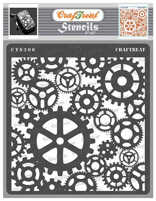 CrafTreat Gears Stencil for Arts and Crafts 6x6 Inches Online