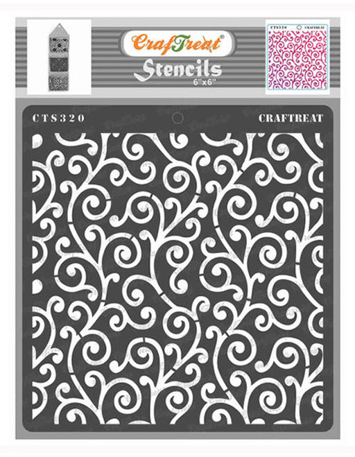 CrafTreat Swirly Background Stencils 6x6 Inches for Painting on Wood