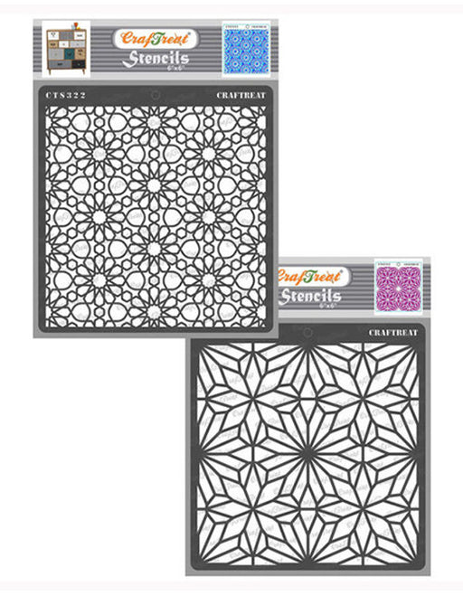 CrafTreat Arabic Pattern and Geometric Flowers Stencil 6x6 Inches CrafTreat