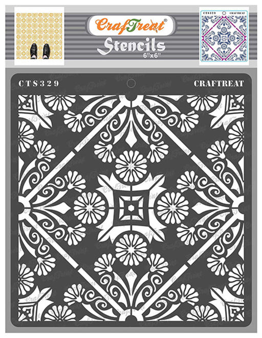 CrafTreat Floral Tile Stencil Geometric Stencil