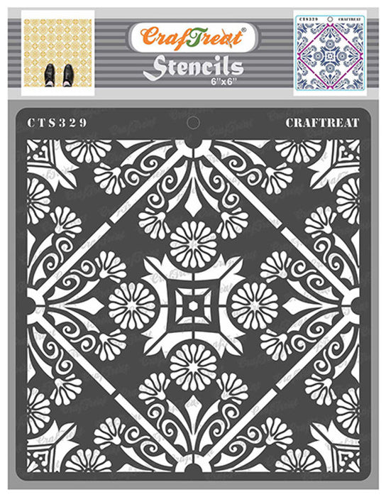 CrafTreat Floral Tile StencilCTS329