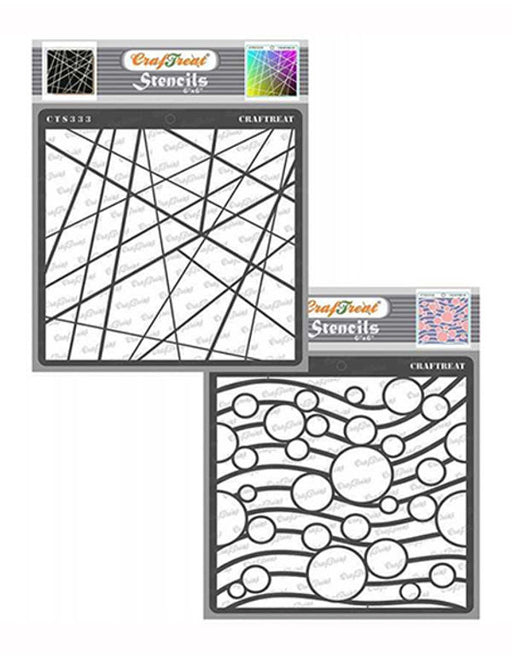 CrafTreat Asymmetrical Lines and Circles on waves Stencil CTS333nCTS338