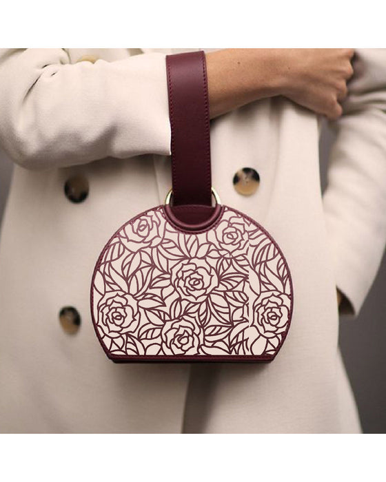 rose with leaf background stencil ideas for handbag