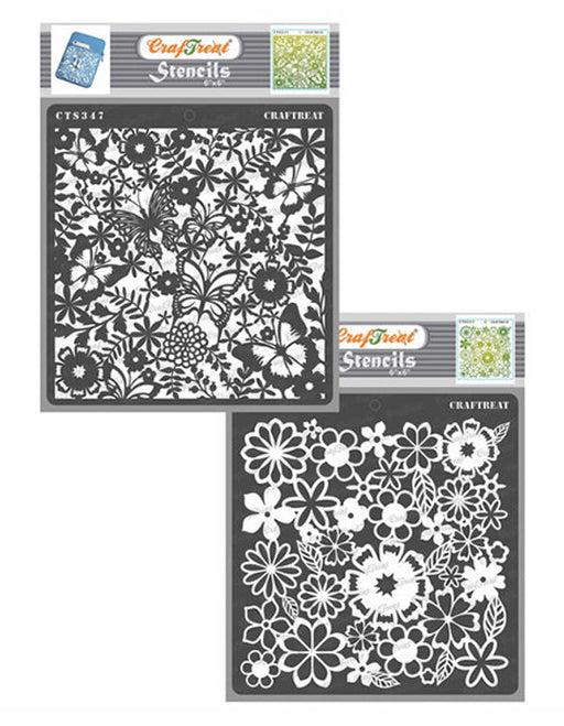 CrafTreat Butterfly Delight and Brimming Blooms Stencil CTS347nCTS352