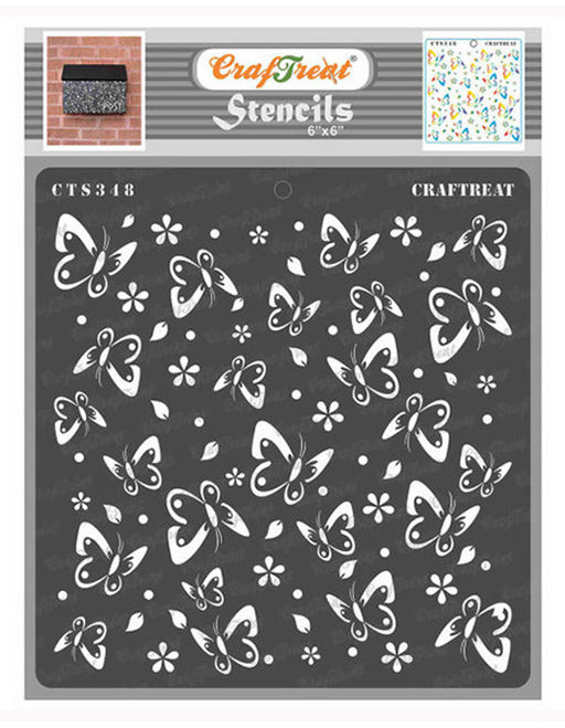 CrafTreat 6x6 Inches stencil for butterfly 6x6 Inches butterfly stencil for crafts