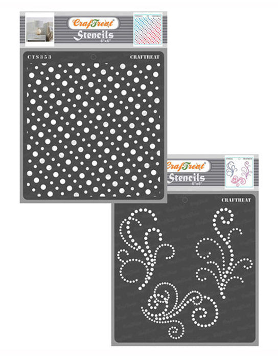 CrafTreat Slanting Dots and Beaded Flourish Stencil CTS353nCTS355