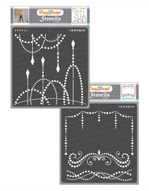 CrafTreat String of Lights and Beaded Strings Stencil 6x6 Inches CrafTreat