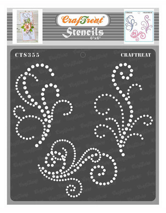 CrafTreat Beaded Flourish Dots Stencil CTS355