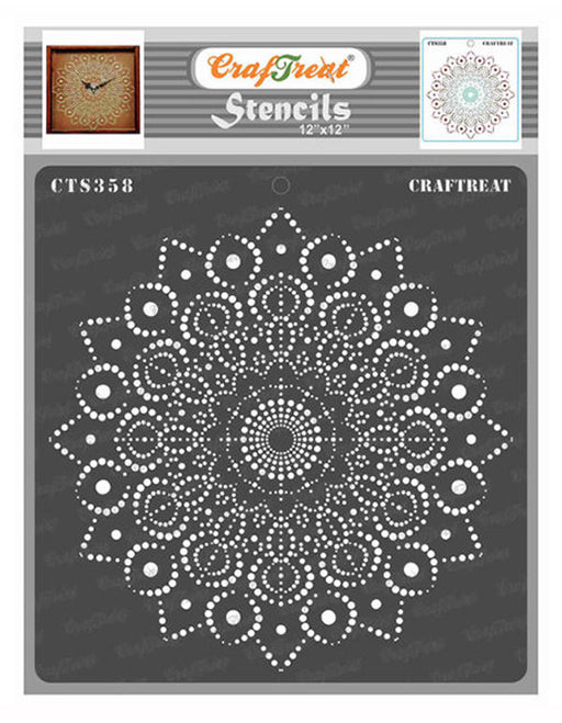 CrafTreat Peacock Dot Mandala Stencil Rangoli Pattern Stencil