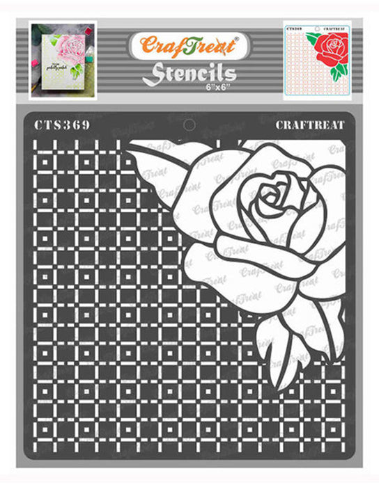 CTS369 Checkered Rose Flower Stencils