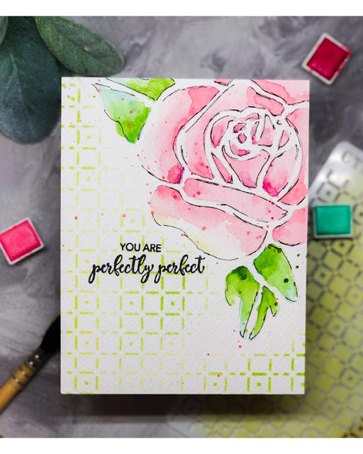 Checkered rose stencil inspiration for card making