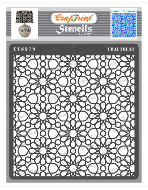 CrafTreat 12x12 inches Arabic pattern design stencils for paintings, pattern stencil design for crafts