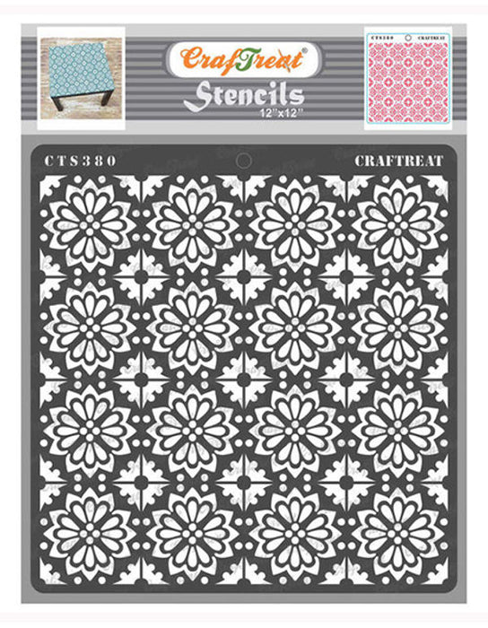 CrafTreat 12x12 Inches Flower design Pattern Stencil for wall paintings