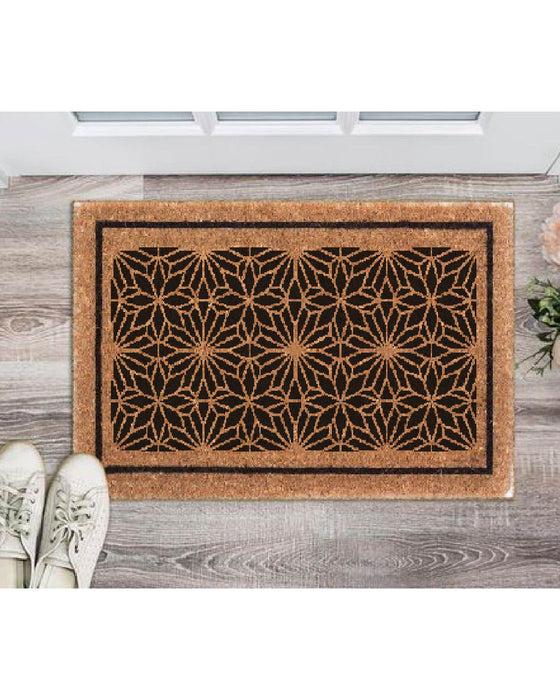 Geometric Floral Stencil for Door Mat Designing