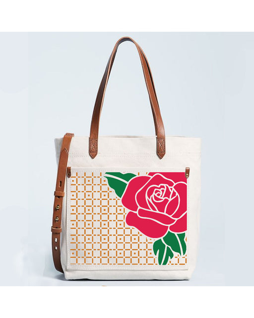 Checkered rose stencil inspiration for hand bag making