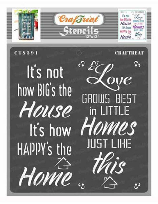 CrafTreat Happy Home Wall Stencil for Wall Designings