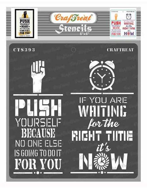 CrafTreat Right Time Quotes Stencil for Frame decors