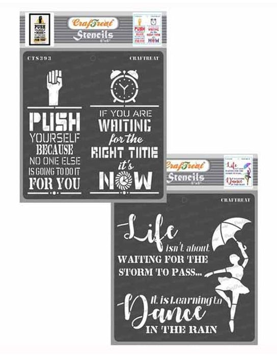 CrafTreat 6x6 Inches Motivational quotes and Dance in the rain stencil for crafts