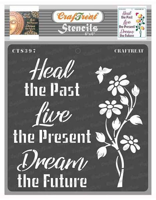 CrafTreat Heal Inspirational and motivational Quote Stencils 6x6 Inches