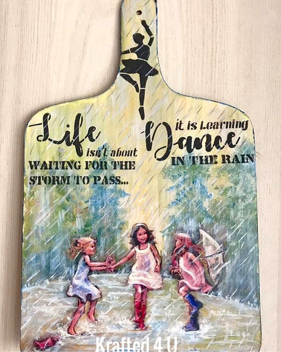CrafTreat dance in rain stencil inspiration for cutting board