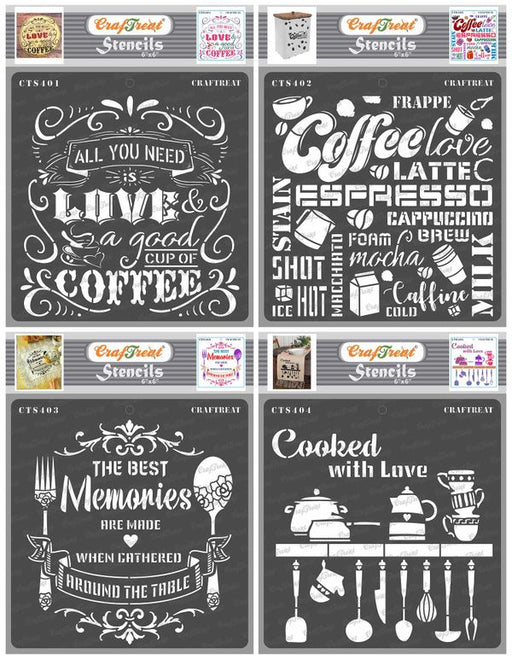 CrafTreat Coffee Love Coffee Dining Memories and Cooked with Love Cooking Stencil 