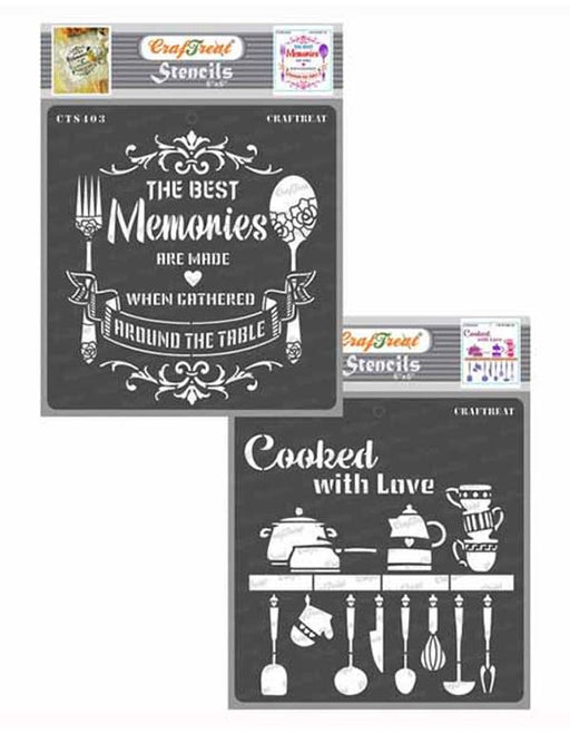 CrafTreat Dining Memories and Cooked with Love Stencil 6x6 Inches CrafTreat