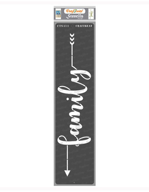 CrafTreat 3x12 inch Family Word Stencil for Home decor and Craftworks