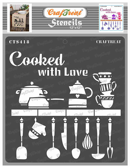 CrafTreat CTS418 Cooked with Love Stencil 12 Inch