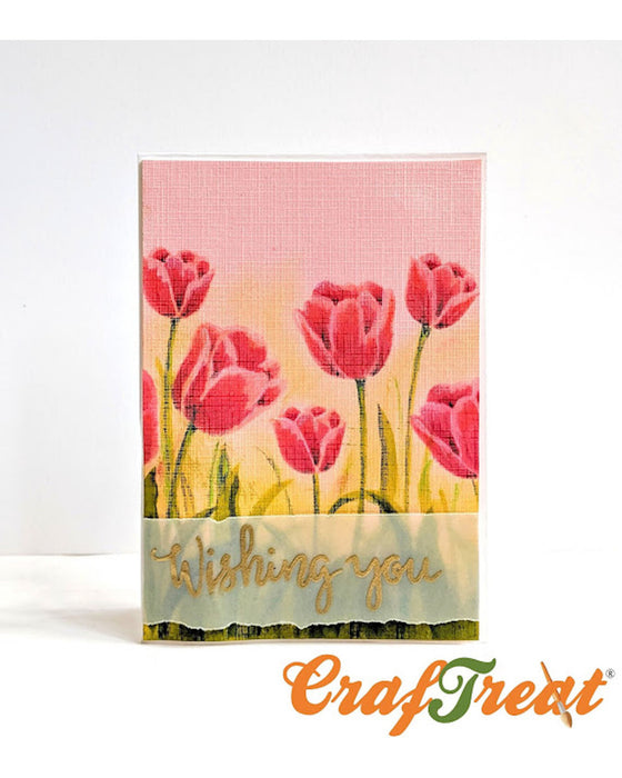 Layered Tulip Flower Stencil for festive card decorations 
