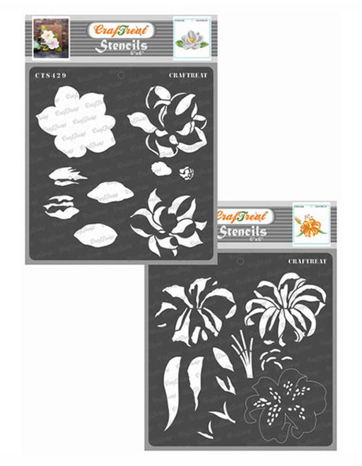CrafTreat Magnolia and Tiger Lily Stencil CTS429nCTS430