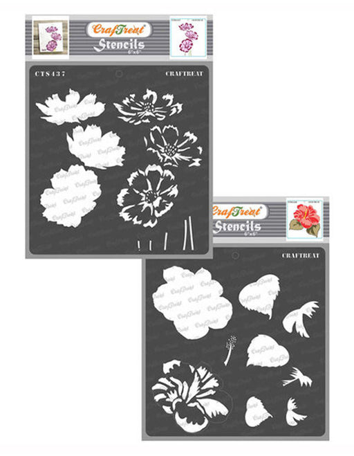 CrafTreat Cosmos Floral and Hibiscus Flower Stencil 