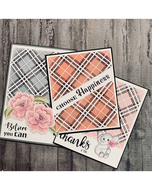 Different plaid stencil cards for birthday