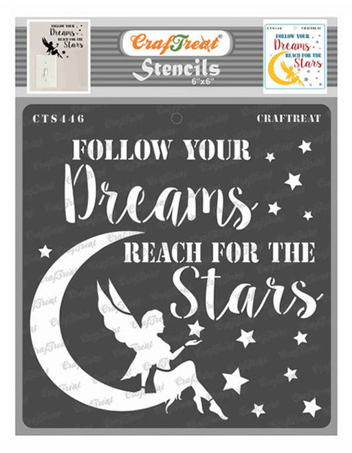 CrafTreat Reach for the Stars Stencil quote Stencil 