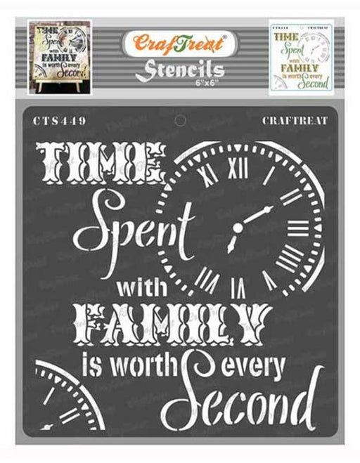 CrafTreat Family Time Quotes Stencil for crafts family stencil for paintings 6x6 Inches