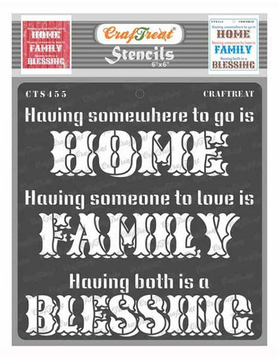 CrafTreat Family Stencil Quotes 6x6 Inches Quotes Stencil