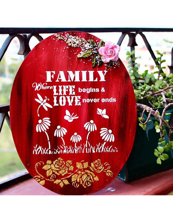 Family Stencil and Family Love Stencil Quotes 6x6 Inches Double Set